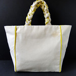 Piped + Pocketed Canvas Tote Bag DIY Tutorial by Fabric Paper Glue