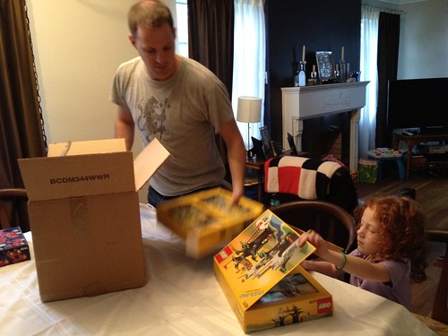 Busting out all of Daddy's Legos. I think Matt has waited for this moment for a decade at least. #lego