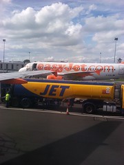 Easyjet aircraft and Jet Tanker