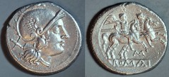 RRC 051/1 M Roma Dioscuri  Denarius Rome 214-208BC. Extremely rare, missing from Ahala collection.