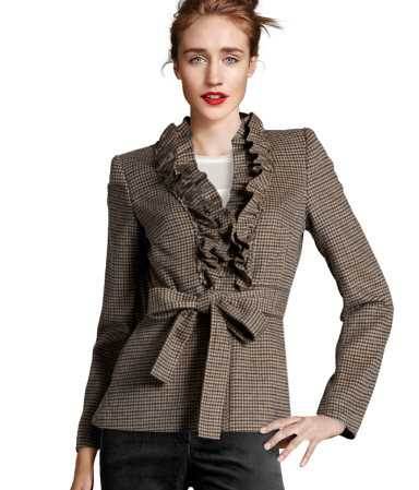H&M Ruffle Trim Tie Waist Jacket