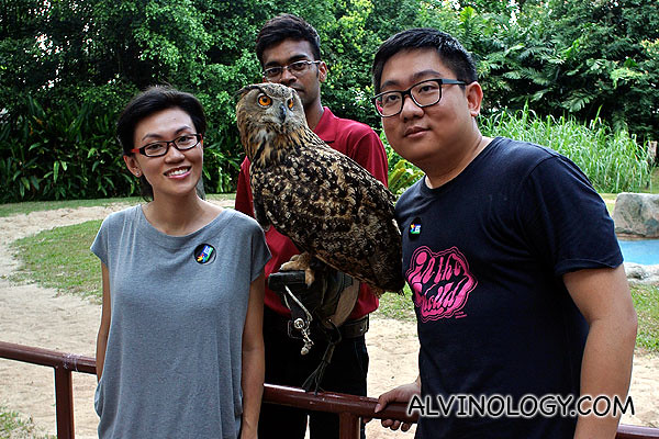 Rachel and I with an owl. Asher is not in the picture as he was sleeping.