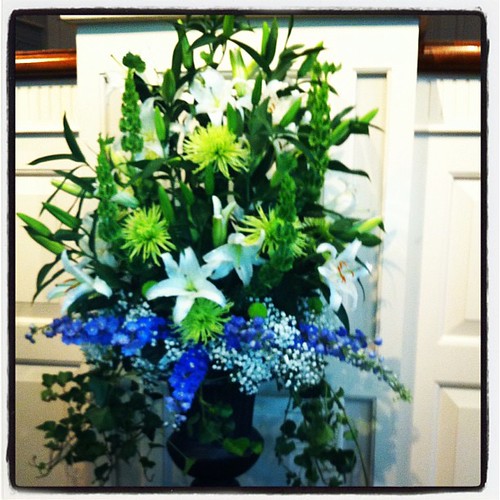 Beautiful flowers at our church today in memory of my precious son.