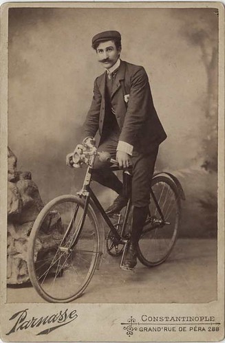 Mustachioed Man on Bicycle - Cabinet Card from Constantinople by Photo_History
