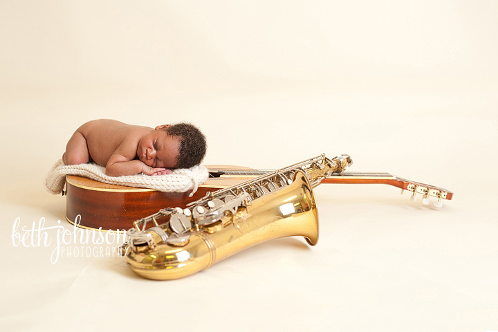 tallahassee florida newborn prop photography guitar saxophone 