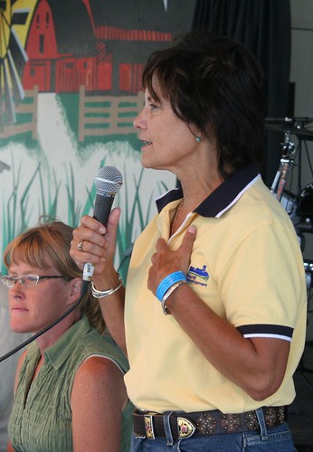 USDA Rural Development State Director Elsie Meeks (foreground) speaks during an event at the South Dakota State Fair.