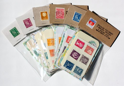Stationery sets made from Upcycled maps and vintage stamps