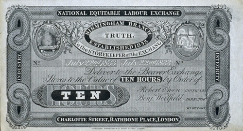 Robert Owen labor exchange note