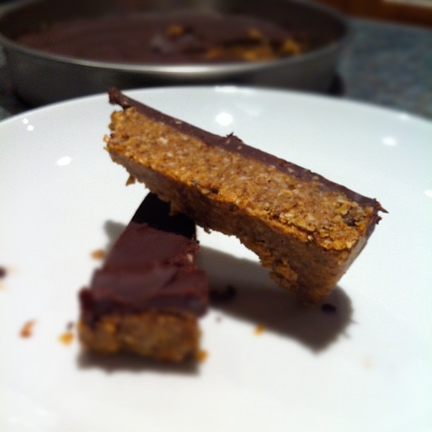 Nuts and seed chocolate coated energy bar... Or for short No Bake Nut Slice. #lowcarb #nosugar #lchf