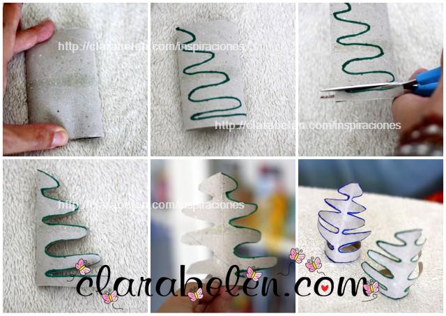Cómo hacer pequeños árboles de Navidad para adorno o servilletero con rollos de cartón y esmaltes de uñas
