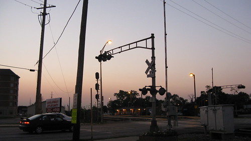 Twilight time at the 25th Avenue railroad crossing.  Franklin Park Illinois.  Wednsday, August 29th, 2012. by Eddie from Chicago