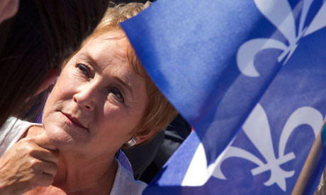 Parti Quebecois leader Pauline Marois at a campaign stop in Chateauguay, Quebec on September 1 2012. She is to set up a minority government in Quebec.