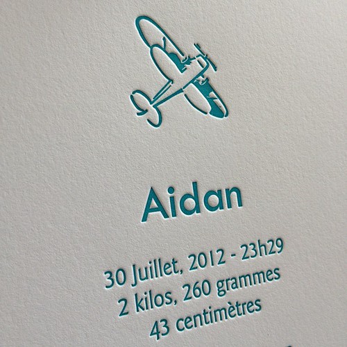 Printing a lot of airplane birth announcements today! #letterpress #birthannouncement