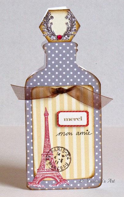 Paris theme antique bottle card