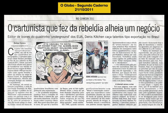 "O cartunista que fez da rebeldia alheia um negócio" - O Globo - 21/10/2011