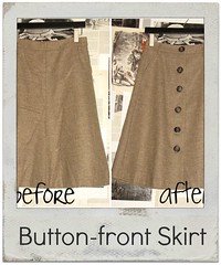how to refashion skirt into button front