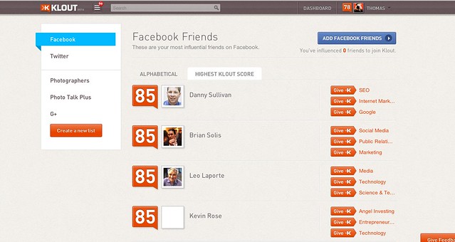 Klout Knows Who My Facebook and Twitter Friends Are