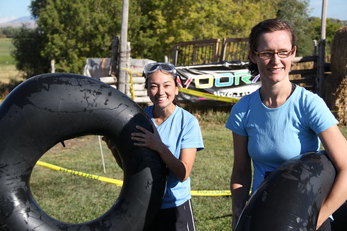Lisa and Jalila with their inner-tubes