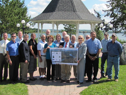 USDA Rural Development Maine State Director Virginia Manuel (fifth from right)  joined representatives of the towns of St. Agatha and Frenchville to celebrate the start of a project that will combine wastewater facilities into one efficient, state-of the art system.