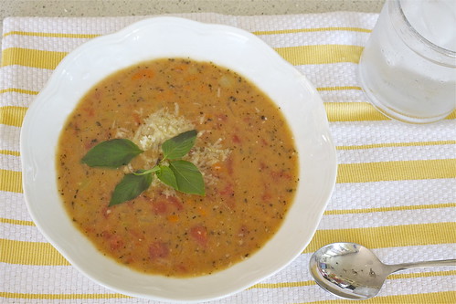 Tomato Basil Parmesan Soup - Lightened Up