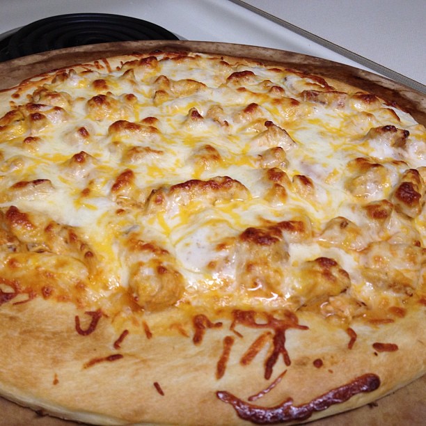 Delicious dinner of buffalo chicken pizza from tonight!