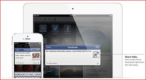 iOS6- Facebook. Integrated throughout iOS. You'll definitely Like it.