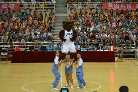 August 28th, 2012 - The UCLA Spirt Team performs for the crowd in Shanghai during a game between the Sharks and Bruins