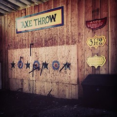 Apparently Trent and I missed our calling as professional axe throwers.  (Mine are on the right of the board)