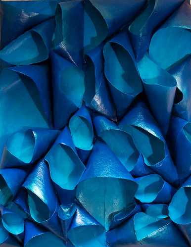 Sapphire Desire - manganese cerulean turquoise blue sculptural bas-relief painting by Tiffany Gholar