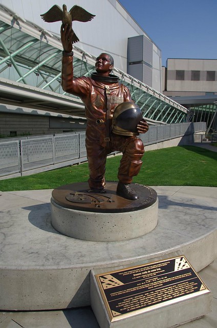 Statue of Lt Col. Michael P Anderson, Astronaut - died with his crewmates on STS-107 Space Shuttle Columbia - Museum of Flight, Seattle