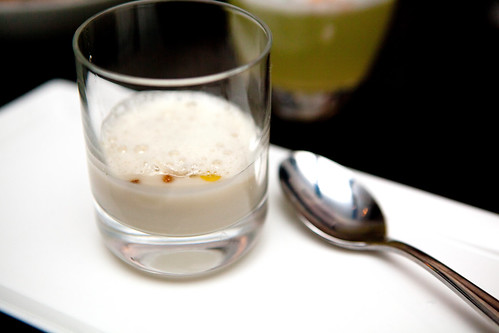 Amuse: Sunchoke soup with spicy peppers
