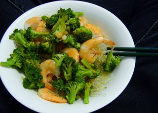 Prawn and Broccoli Broth with Kelp Noodles