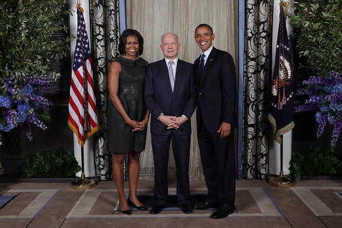 UK Foreign Secretary William Hague meets with the US President Barack Obama and First Lady Michelle Obama