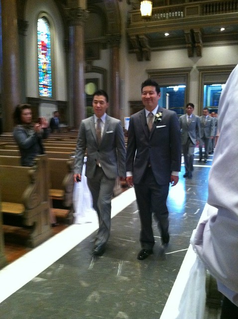 Groom coming down the aisle