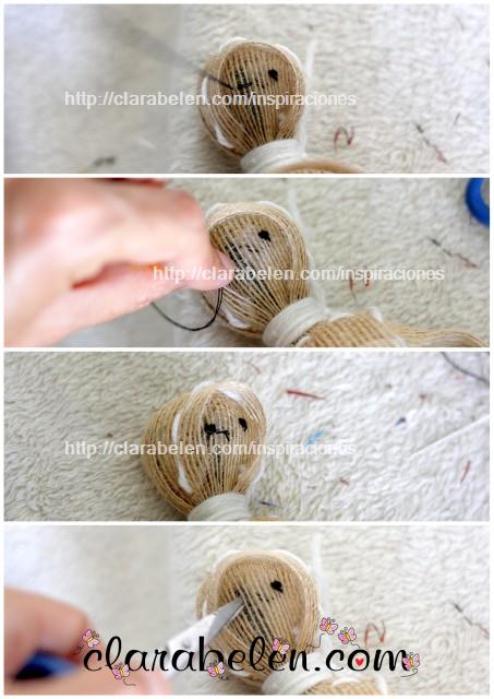Como hacer muñecas baratas con papel y cinta de rafia
