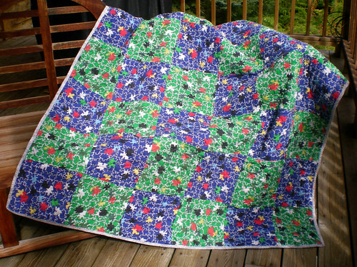 MJ 55x72 blue and green puzzle quilt