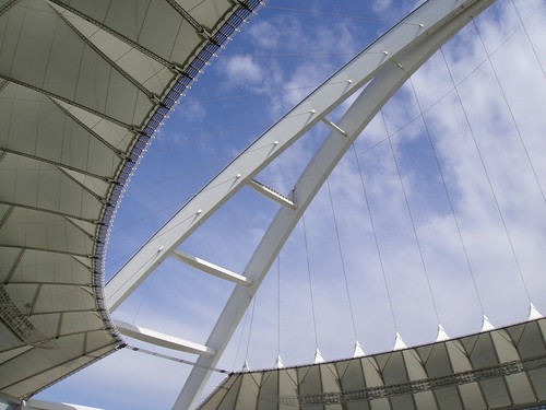 Looking up to the jump platform inside the Moses Mabhida Stadium, Durban, South Africa