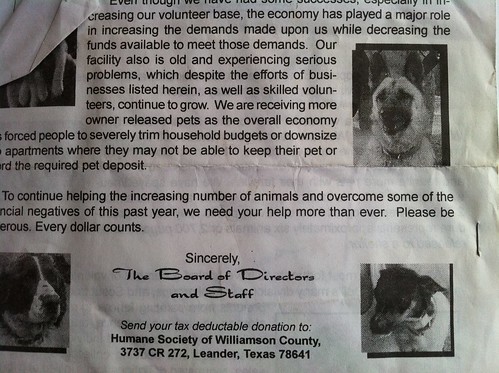 Humane Society of Williamson County newsletter