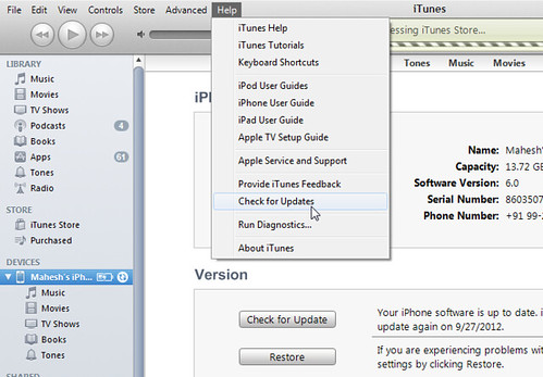 Apple iOS 6 Update iTunes