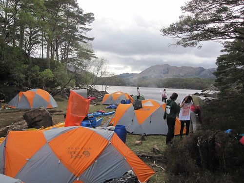 Pitching tents at our camp on Eilean Dubh na Sroine, Loch Maree