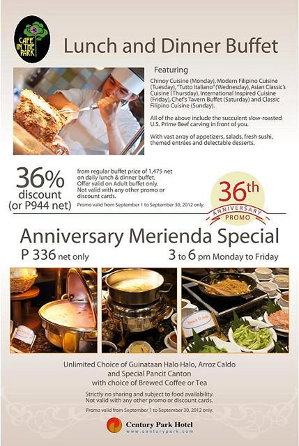 Lunch and Dinner Buffet and Anniversary Merienda Special