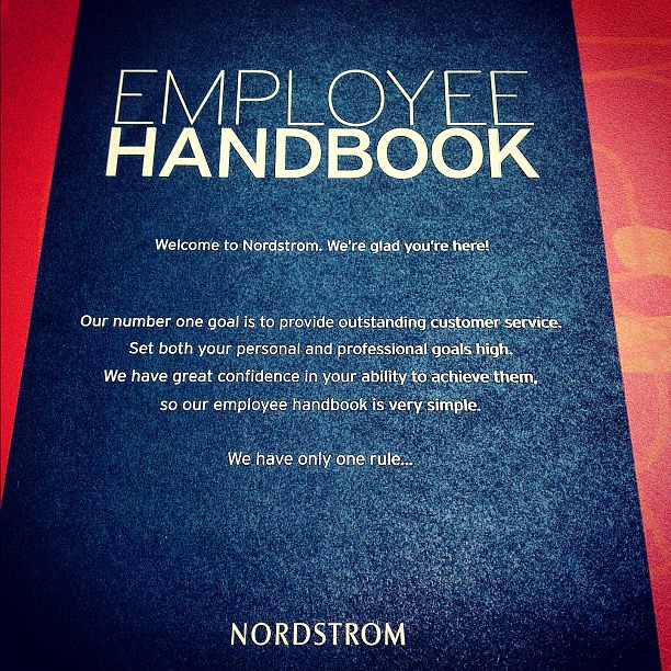 The infamous 75 word Nordstrom Employee Handbook Card. quâ€¦ | Flickr ...