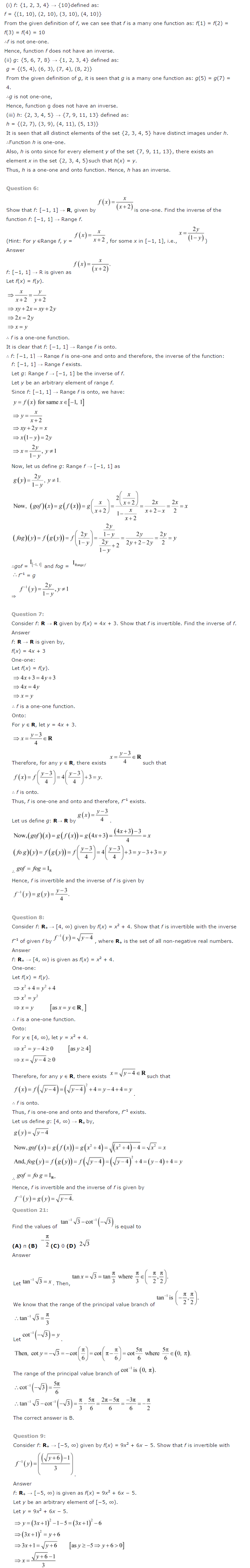 NCERT Solutions For Class 12 Maths Chapter 1 Relations and Functions-6