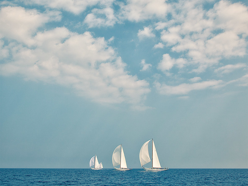 Three white sails