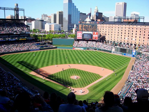Orioles Park at Camden Yards, walkable from downtown (by: Shoshana, creative commons)