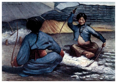 013-Mujeres tibetanas limpiando lana-Tibet & Nepal-1905-A. H. Savage-Landor