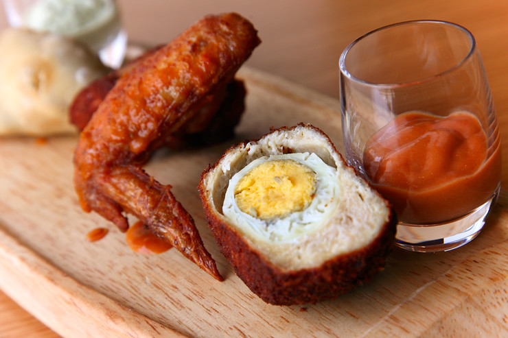 Scotch Egg & Peri Peri Chicken Wing