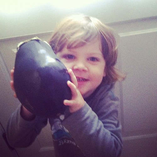 An eggplant the size of his head