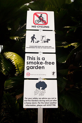 Range of signs in the Singapore Botanic Garden