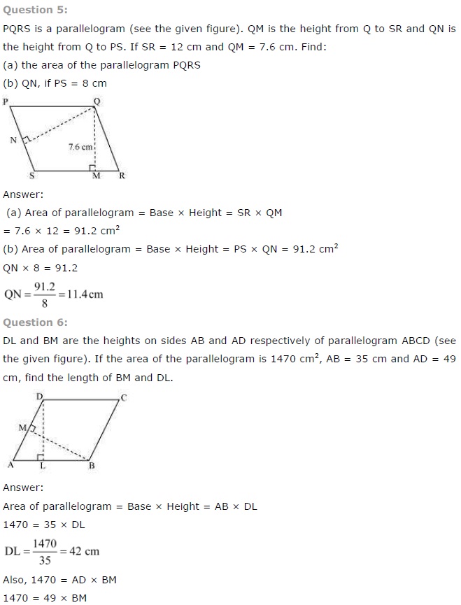 NCERT Solutions for Class 7 Maths Chapter 11 Perimeter and Area Exercise 11.2